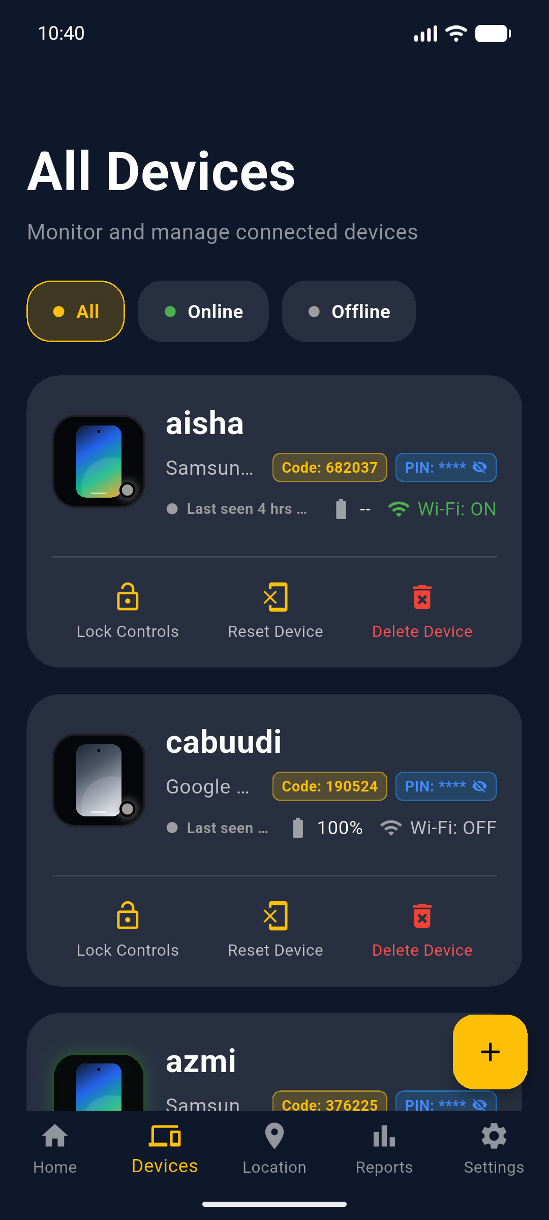 Parent Devices Tab