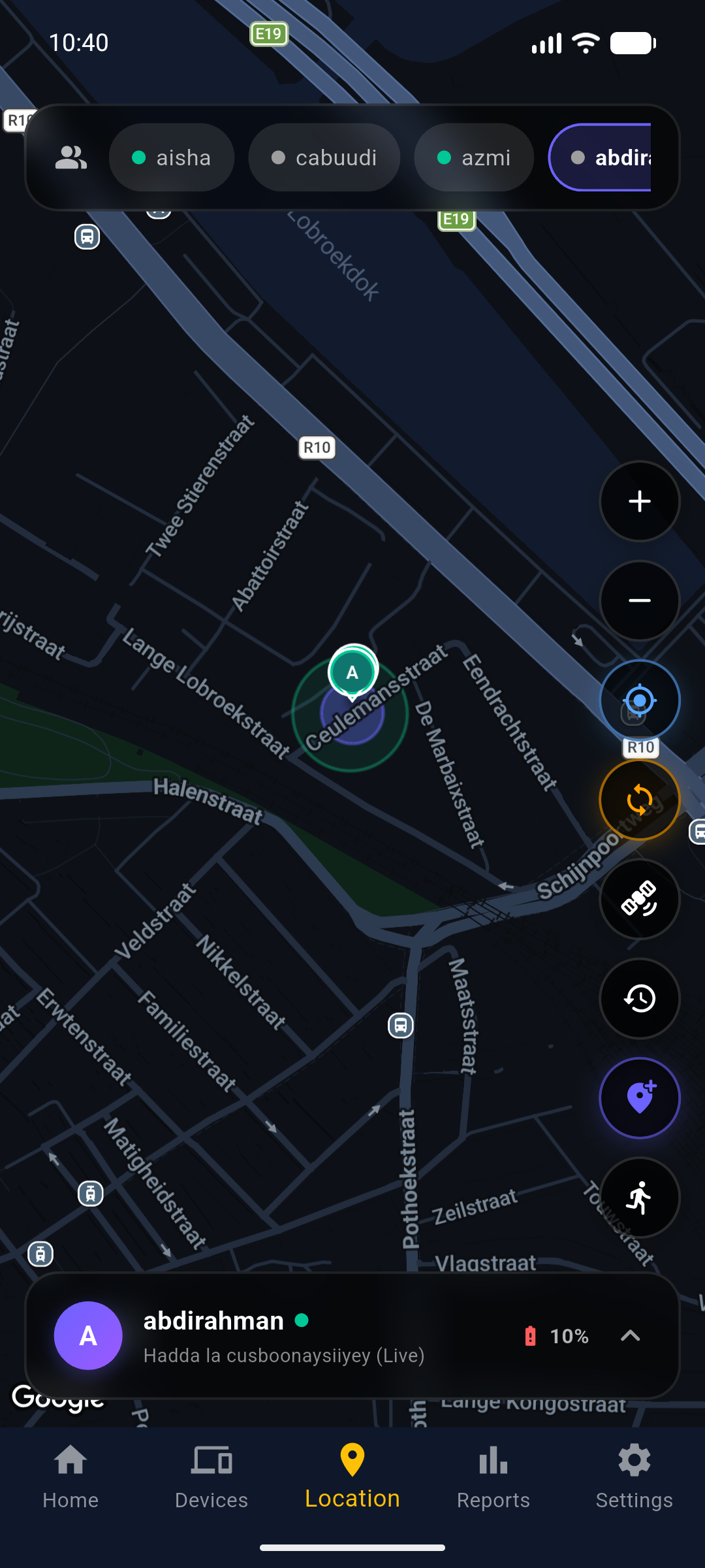 Parent Location Tab